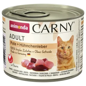 Sparpaket 6 x 200 g Animonda Carny Adult Pute + Hühnchenleber Katzen Nassfutter Beliebt